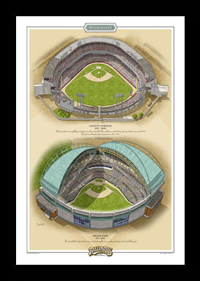 Framed Ballparks of Milwaukee poster