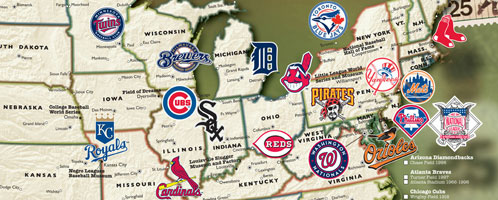 Major League Baseball team and ballpark map
