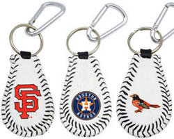 Keychains made from baseballs