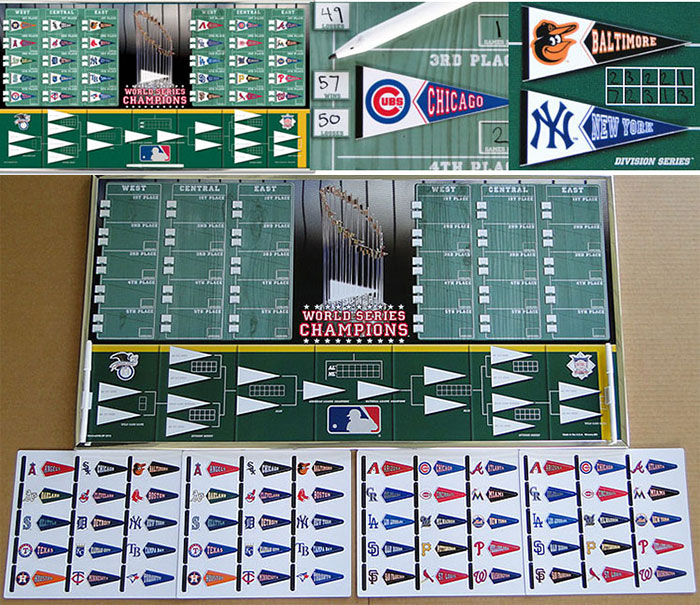 Baseball standings/playoff board and pennant magnets