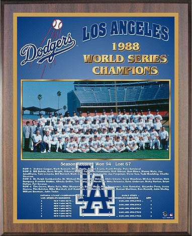 1988 Los Angeles Dodgers World Champions Healy Plaque