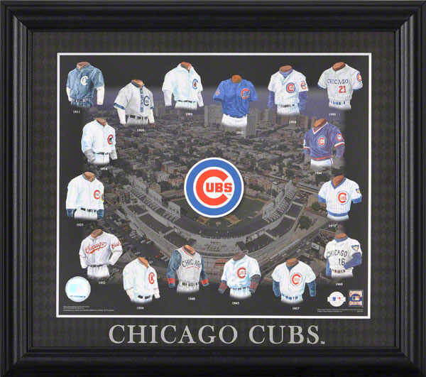 Chicago Cubs uniform evolution plaqued poster – Heritage Sports Stuff